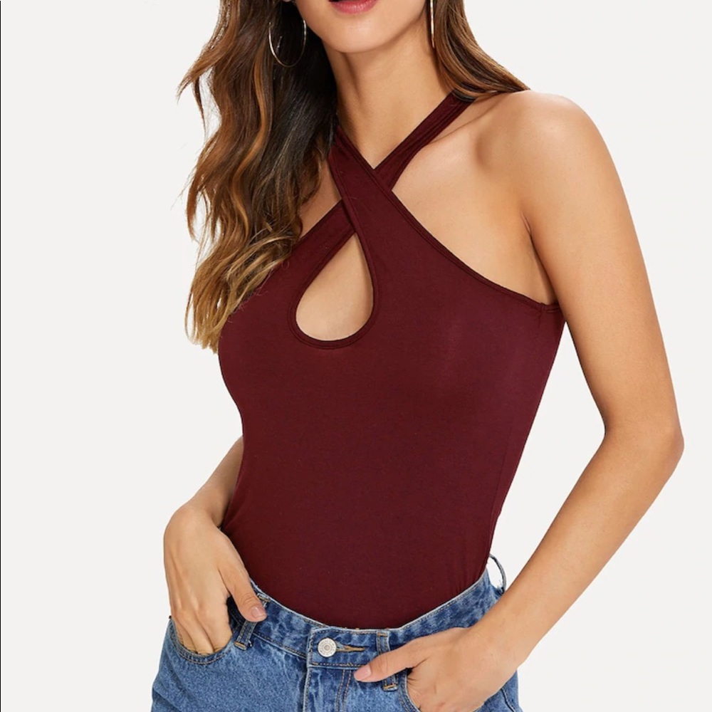 Burgundy cross top